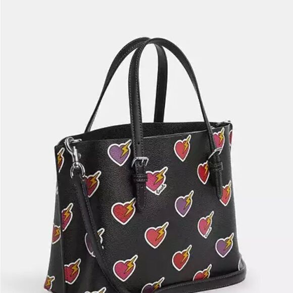 🔥🎁NWT! Coach Mollie Tote Bag 25 Heart Bolt Print Msrp: $378.00 - Picture 3 of 7